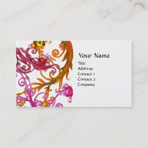 RED BERRIES SWIRLS metallic platinum Business Card