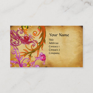 RED BERRIES SWIRLS  parchment Business Card