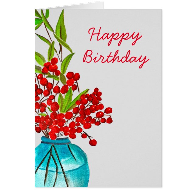 Red Berries watercolor art (Front)