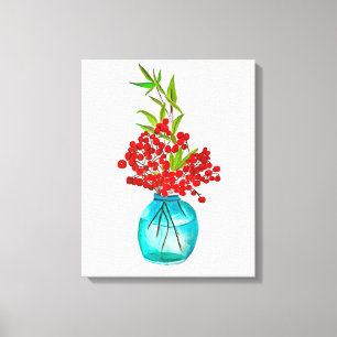 Red Berries watercolor art Canvas Print