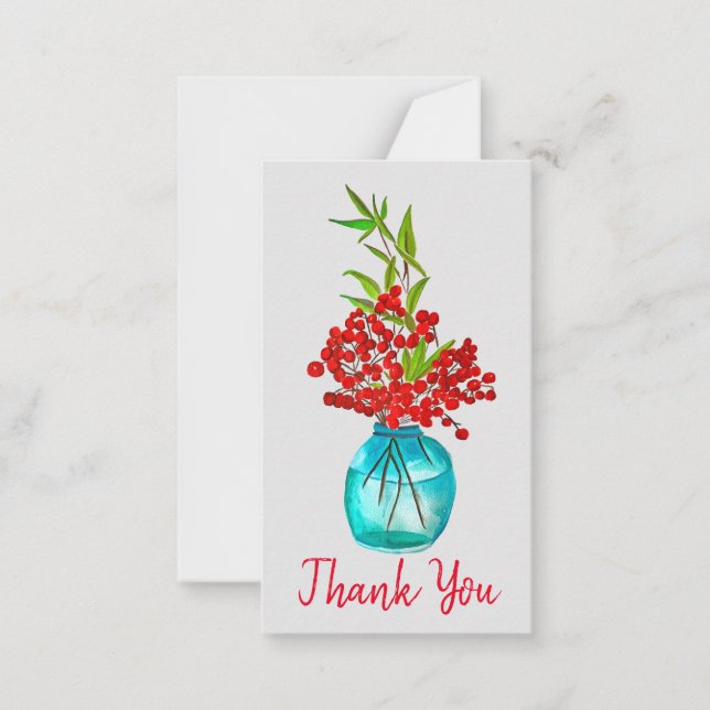 Red Berries watercolor art Card (Front)