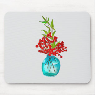 Red Berries watercolor art Mouse Mat