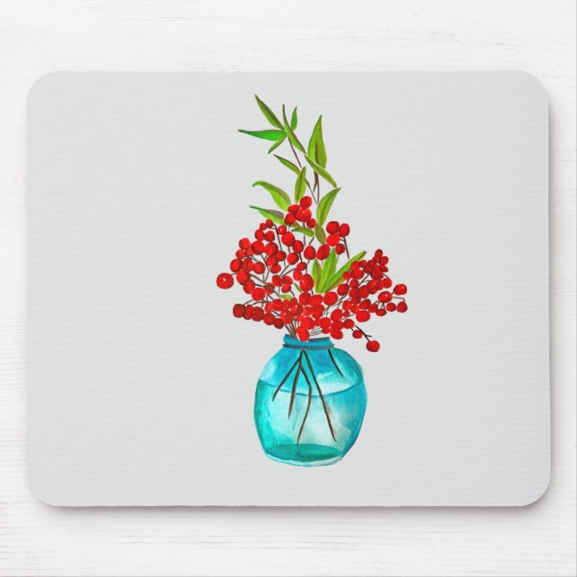 Red Berries watercolor art Mouse Mat (Front)
