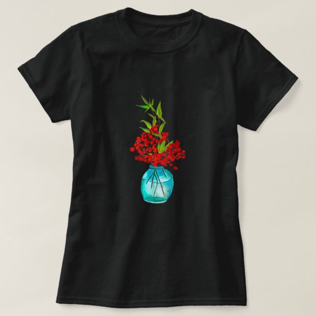 Red Berries watercolor art T-Shirt (Design Front)