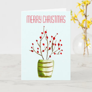 Red Berries watercolor Christmas Card