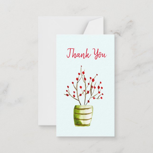 Red Berries watercolor Christmas Card (Front)