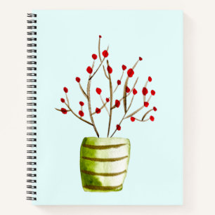 Red Berries watercolor Christmas Notebook