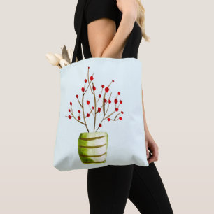 Red Berries watercolor Christmas Tote Bag