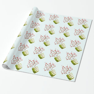 Red Berries watercolor Christmas Wrapping Paper