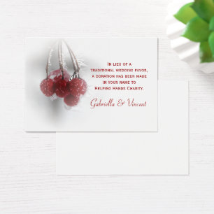 Red Berries Winter Wedding Charity Favour Card