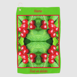 Red Berries With Raindrops Abstract Personalised Golf Towel
