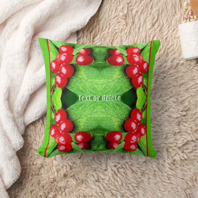 Red Berries With Raindrops Nature Personalised Cushion (Blanket)