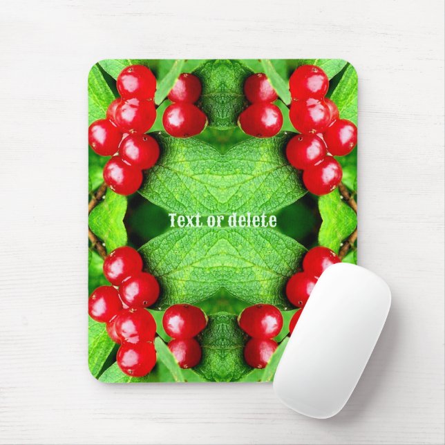 Red Berries With Raindrops Nature Personalised Mouse Mat (With Mouse)