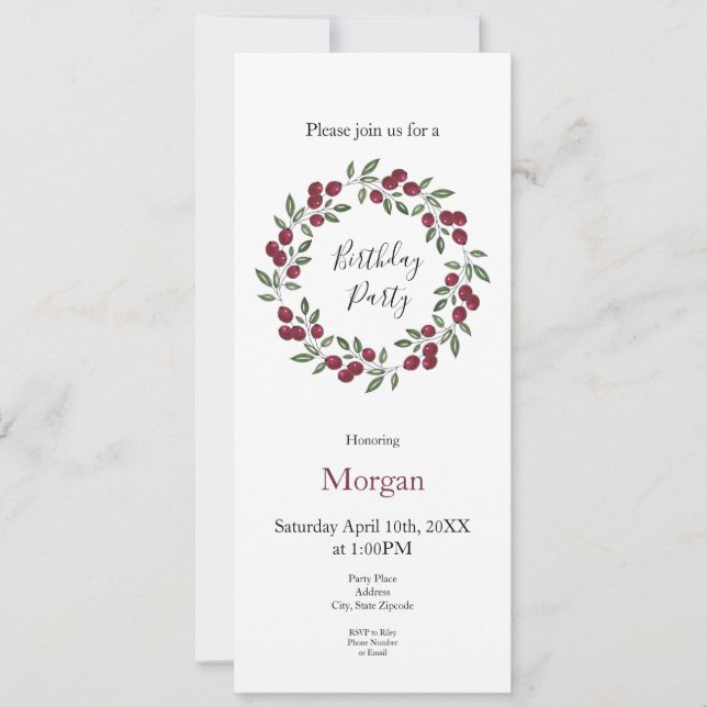 Red Berries Wreath  Invitation (Front)