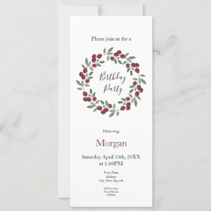Red Berries Wreath  Invitation