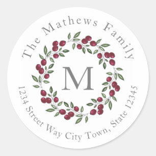 Red Berries Wreath Labels