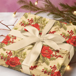 Red Berry Christmas Vintage Pattern Wrapping Paper<br><div class="desc">Red Berry Christmas Vintage Pattern</div>