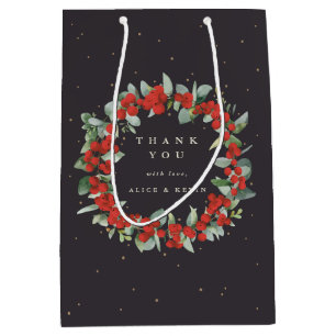 Red Berry+Eucalyptus Christmas/Holiday Thank You Medium Gift Bag