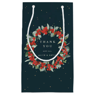 Red Berry+Eucalyptus Christmas/Holiday Thank You Small Gift Bag