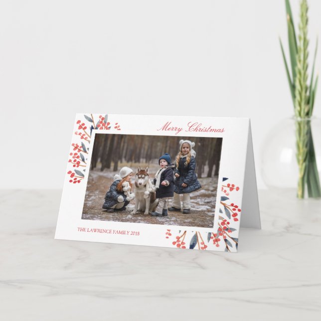 Red Berry Foliage Christmas Holiday Photo (Front)