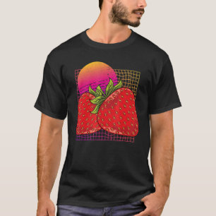Red Berry Fruit Strawberries  80s Vaporwave Strawb T-Shirt