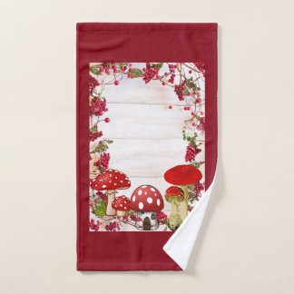Red Berry Garden Toadstool Kid's Hand Towel