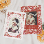 Red Berry Merriest Little Christmas Arch Photo Holiday Card<br><div class="desc">A unique and modern holiday card featuring an arch photo shape with modern styled typography that curves elegantly around your photo, and original hand-drawn winter foliage artwork. Easily personalise the front and back with your own text and photos using the template provided. To customise even further, click on the “Edit...</div>