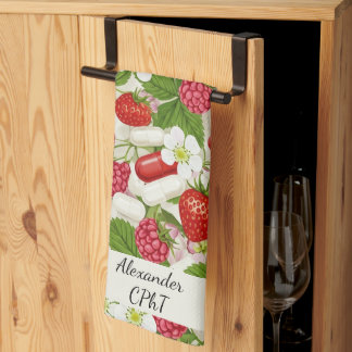 Red Berry & Pills Pharmacy Kitchen  Tea Towel