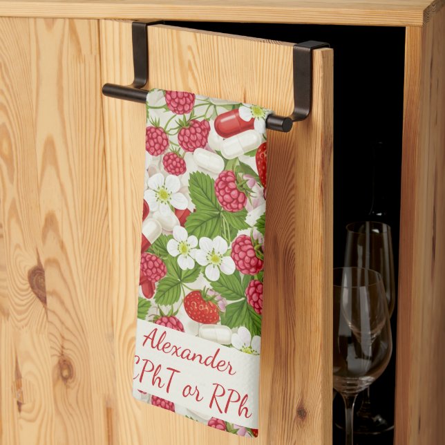 Red Berry & Pills Pharmacy   Tea Towel (Thirds Fold)