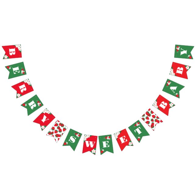 Red Berry Sweet Baby Strawberry Baby Shower Bunting (All)