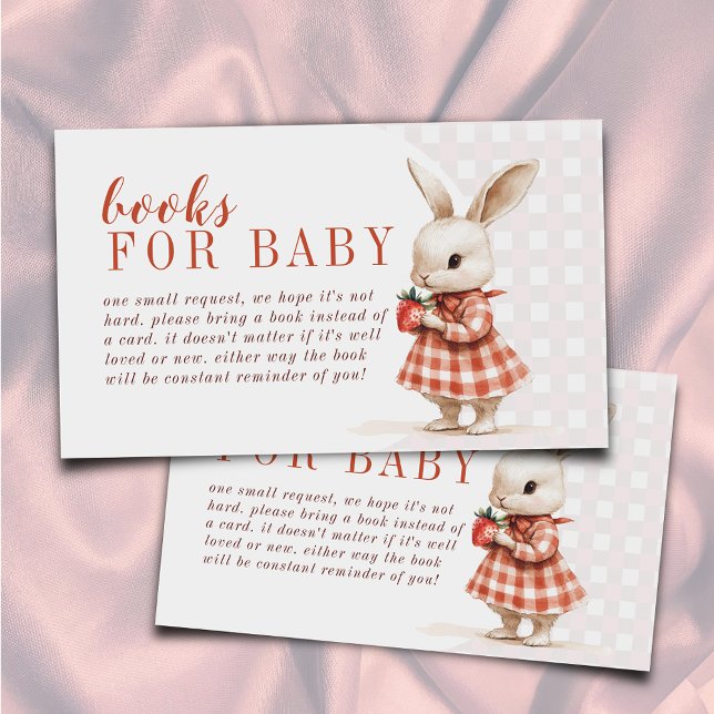 Red Berry Sweet Bunny Baby Shower Books for Baby Enclosure Card (Creator Uploaded)