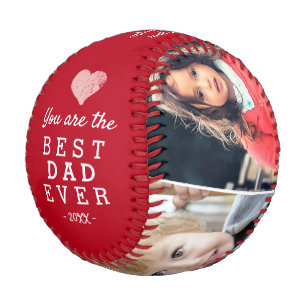 Red Best Dad Ever Heart 4 Photo Collage  Baseball