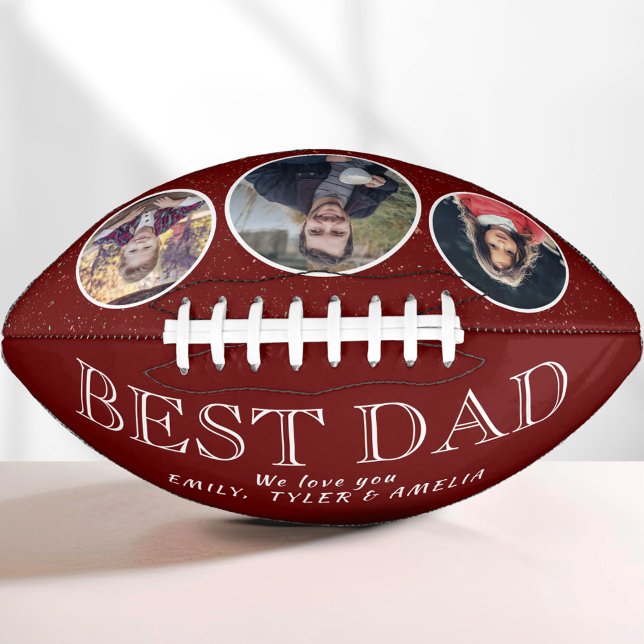 Red Best Dad Father`s Day 3 Photo Collage   American Football (Creator Uploaded)