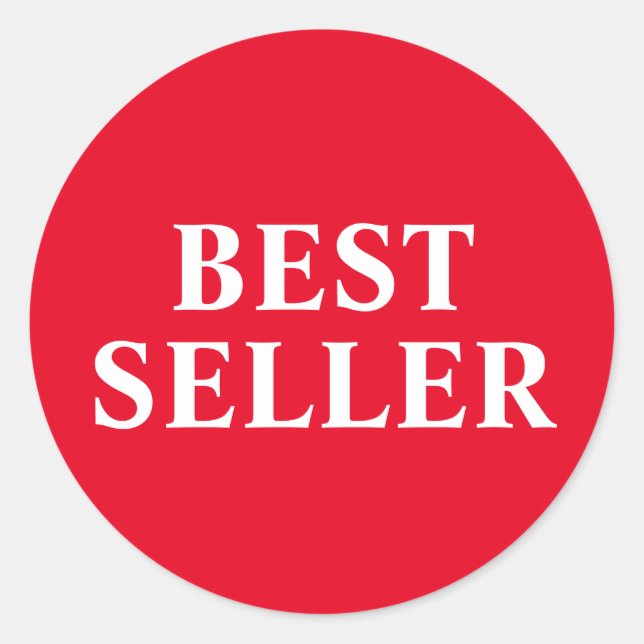 Red Best Seller Classic Round Sticker (Front)