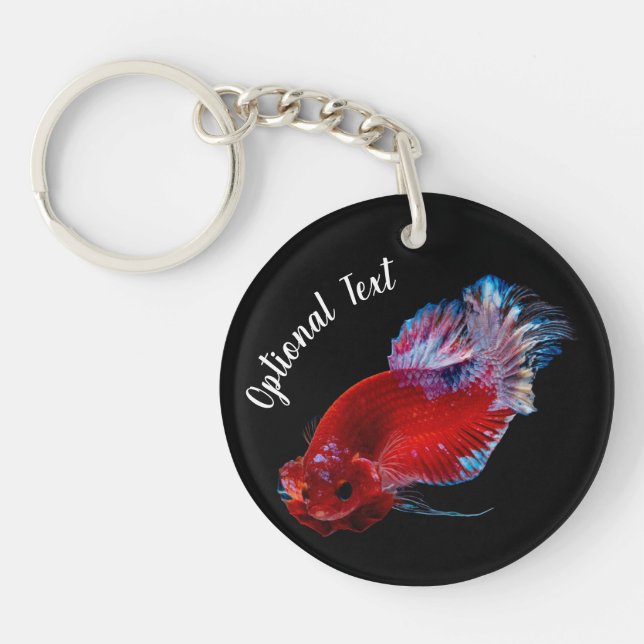 Red Betta Fighting Fish Key Ring (Front)