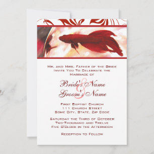 Red Betta Fish Wedding Invitation