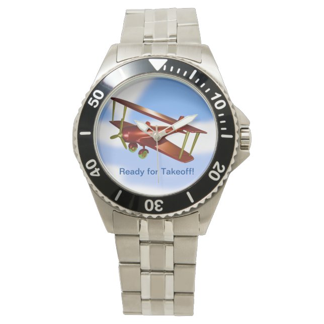 Red Bi-Plane eWatch Watch (Front)