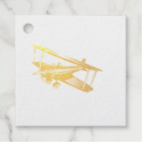 Red Bi-plane Foil Favour Tag