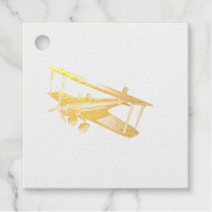Red Bi-plane Foil Favour Tag