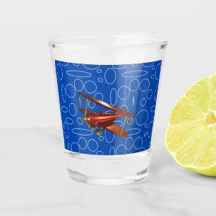 Red Bi-plane on Blue Circles and Loops Glass