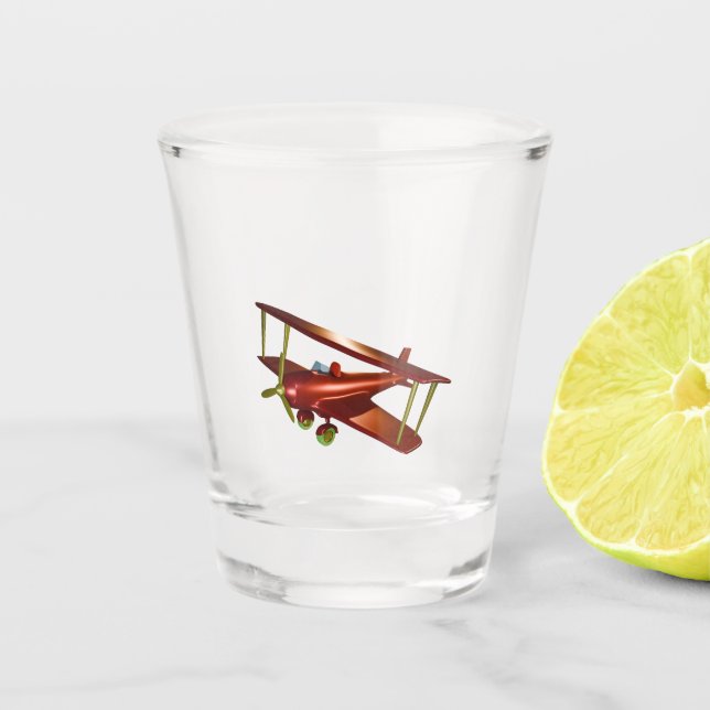 Red Bi-plane Shot Glass (Front)