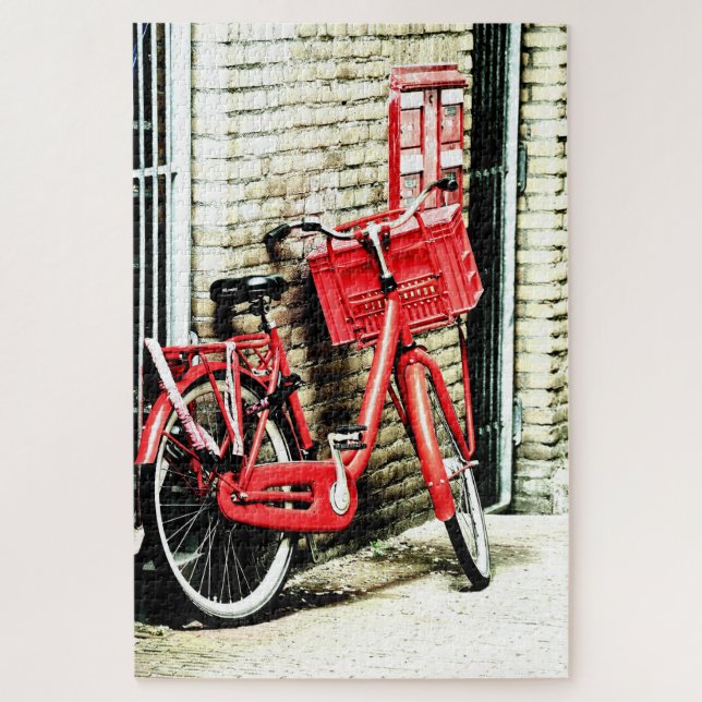 Red Bicycle & Amsterdam, Netherlands /vintage Jigsaw Puzzle (Vertical)