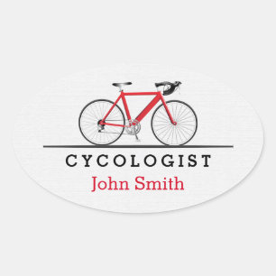 Red bicycle Cycologist Oval Sticker