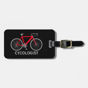 Red Bicycle On Black Luggage Tag