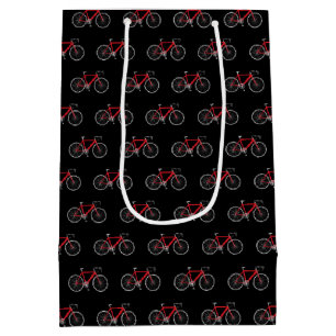 Red bicycle on black medium gift bag