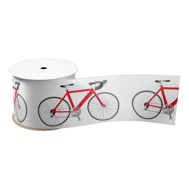 Red Bicycle on White Satin Ribbon (Spool)