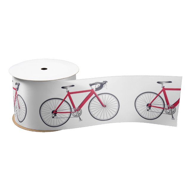 Red Bicycle on White Satin Ribbon (Spool)