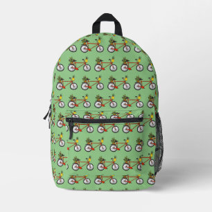 red bicycle pattern printed backpack