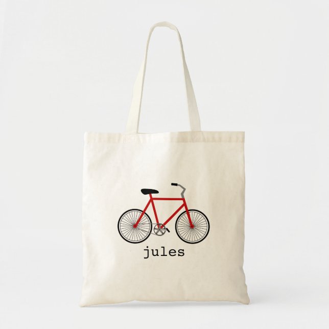 Red Bicycle Personalised Bag (Front)
