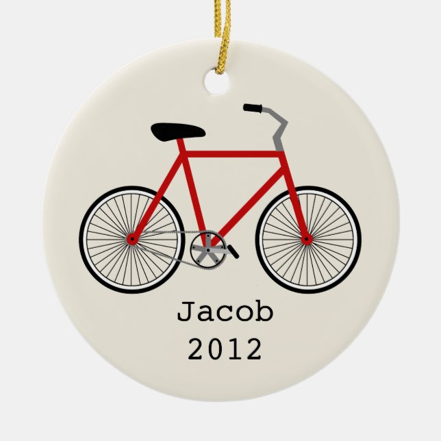 Red Bicycle Personalised Ornament (Front)